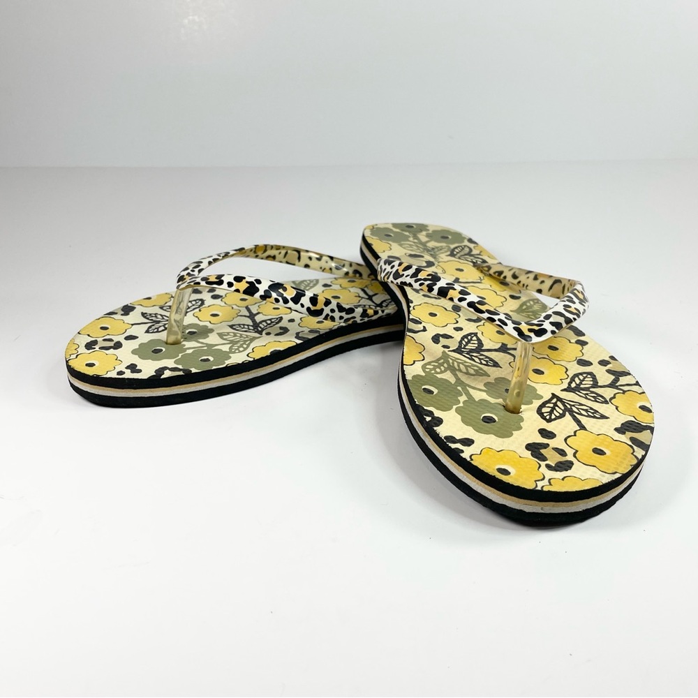 Vera Bradley Yellow Floral Flip Flops Womens Sz 7-8 L